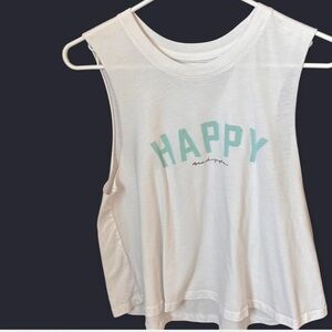 Spiritual Gangster Blue and White Sleeveless Crop Tee